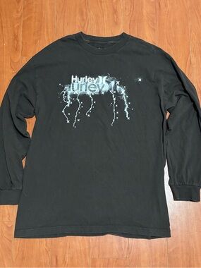 Vintage Hurley Long Sleeve Shirt Brown Lightning Mens Large
